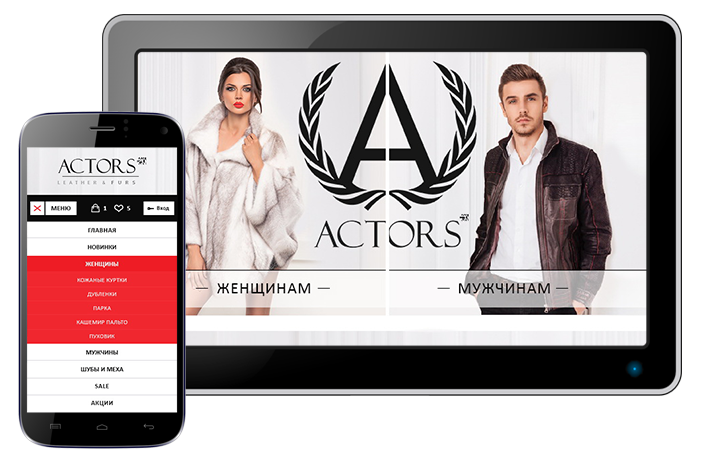 Мобильная планшетная версии сайта Actorsfur