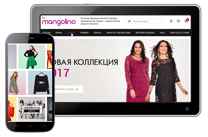 Мобильная планшетная версии сайта Мангоlino